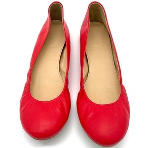 J.Crew Leather Ballet Flats In Orange/Red Women Size 9 Style 84408